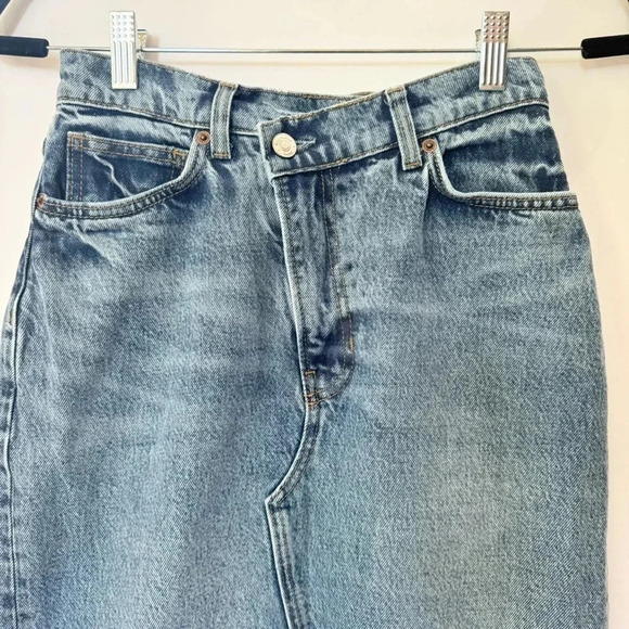 Reformation Nila Long Denim Skirt in Medium Wash Jean Blue Galway 24 - Picture 11 of 16